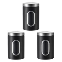 Magideal - 3 Piezas De Almacenamiento De Cocina De Acero Inoxidable, Bote De Azúcar Para Té Y Café, Organización De Sellado Con Tapa, Tarros De Almacenamiento De Negro