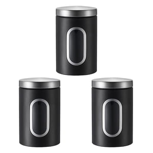 Magideal - 3 Piezas De Almacenamiento De Cocina De Acero Inoxidable, Bote De Azúcar Para Té Y Café, Organización De Sellado Con Tapa, Tarros De Almacenamiento De Negro