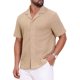 thumbnail image 4 of Camisa de Jacquard Hueco para Hombre con Cuello de Campamento y Manga Corta Textura de Playa 3XL Caqui, 4 of 6
