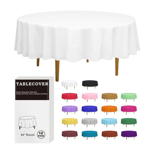 Mantel D&Z redondo blanco de 213 cm – Pack de 12 desechables