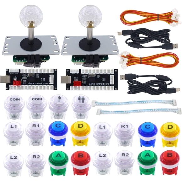 Kit Arcade SJ@JX 2 Jugadores con Codificador USB, Joystick y Botones