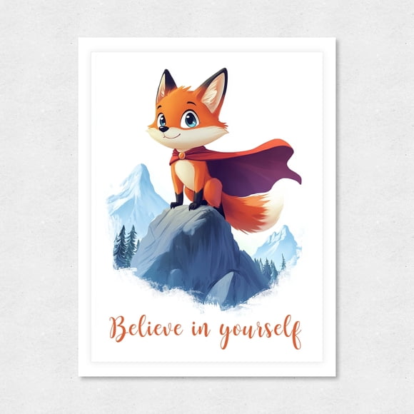 Cuadro Decorativo 21x30 Infantil Zorrito Superhéroe de la Confianza