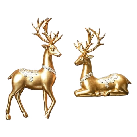 Bothyi - 2X Estatua De Ciervo Escultura De Resina Moderna Decoración Del Hogar Para Decoración De Manto De Fiesta