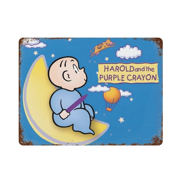 Harold y el Lápiz de Color Morado Cartel Metálico, Decoración de Pared de Cartel Metálico Personalizado para Regalos de Fans, Amigos, Familia y Amantes 20*30CM