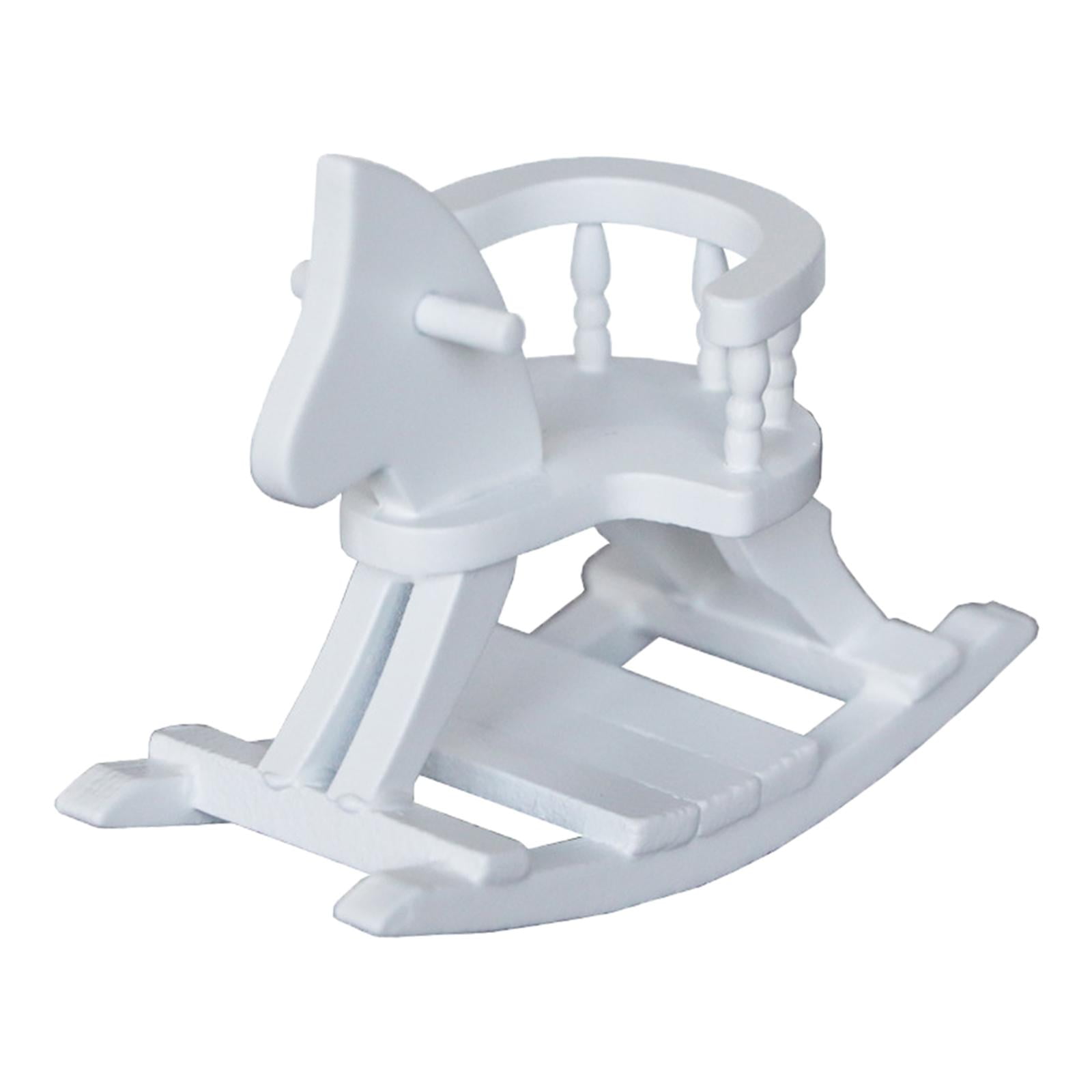 Magideal - Simulación De , Muebles De Caballo Balancín De Madera Blanca, Escena De La Vida Del Dormitorio, Suministros De Decoración De Paisaje