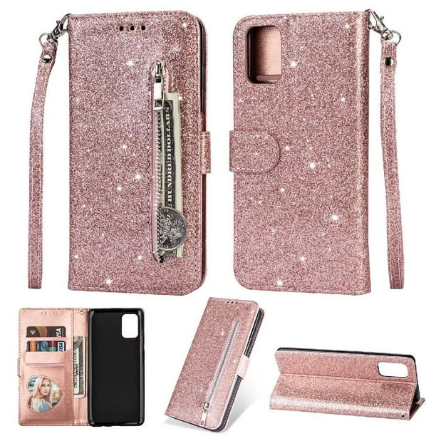 Funda para FOXDOCK Elegante funda Samsung Galaxy Note10 Lite/A81/M60S Glitter con cremallera-Ideal para el uso diario