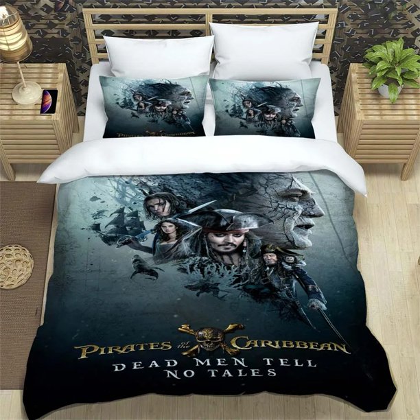 v1527 Bed Sheets Pirates Bedding Set Pirates of the Caribbean Quilt Duvet Cover Pillowcase Bed Set For children and adults 3-Piece Bedding Set (1 Duvet Cover + 2 Pillow Shams) Bed Sheets ju1527