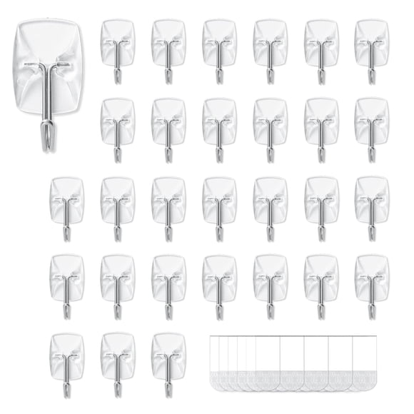 Ganchos de pared MOVELYST 30 ganchos pequeños y 40 tiras extraíbles transparentes