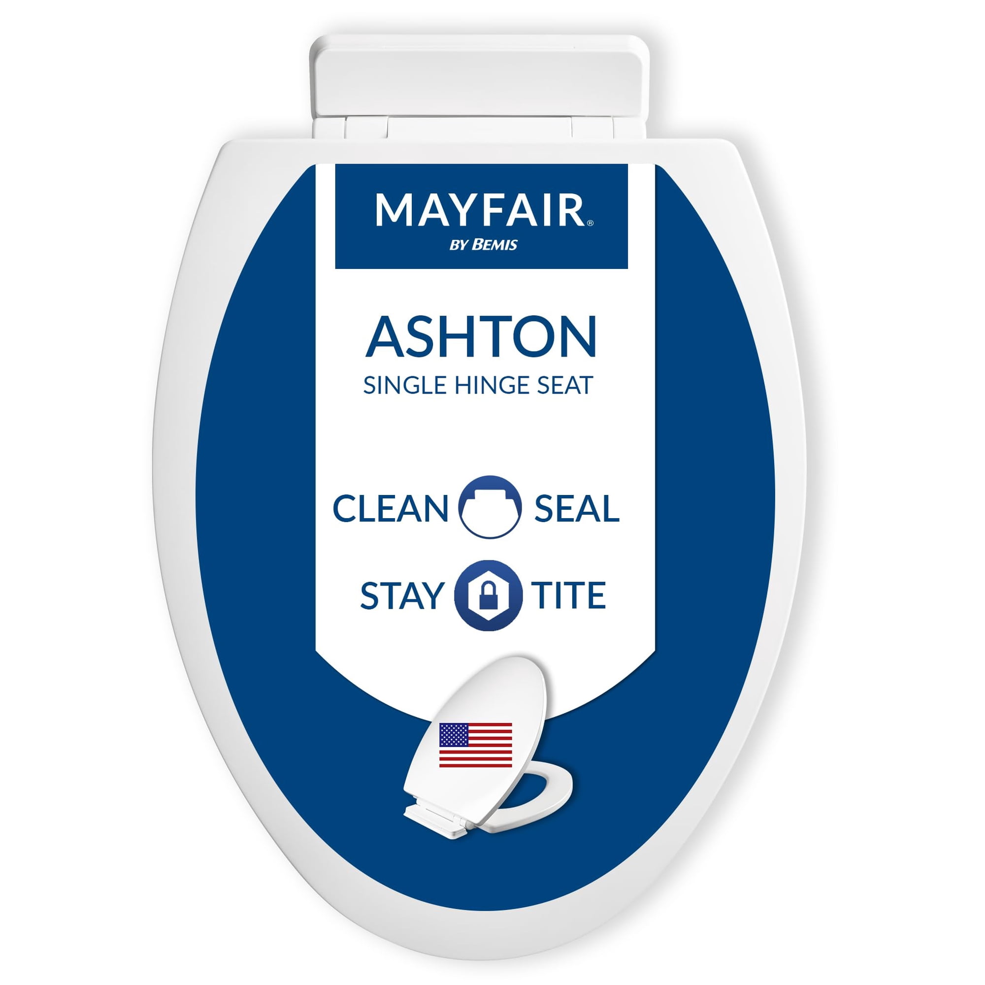 Asiento De Inodoro Mayfair Ashton De Madera Con Cierre Lento, Alargado, Blanco