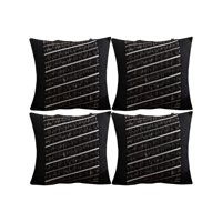 Genérico - Set De 4 Fundas De Cojin Chenille Con Flecos Negro