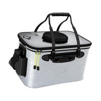 Ioensy - Cubo Para Peces Vivos, Plegable, Para Pescar, Viajar, Acampar, Color Gris, Mediano