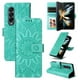 thumbnail image 1 of Funda tipo cartera FOXDOCK para Samsung Galaxy Z Fold 4 , diseño girasol en relieve, cuero PU, cierre magnético, soporte y tarjetero, 1 of 5