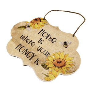 Bothyi - Placa De Madera De Moda Vintage, Estampado De Flores De Abeja, Puerta Delantera, Ventana, Letrero De Madera, El Hogar Es Donde Tú