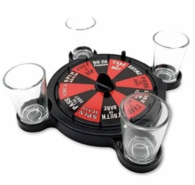 Tomasstore - Juego De Mesa Spin Shot Bar Licor Trago Chupito Ruleta Shots