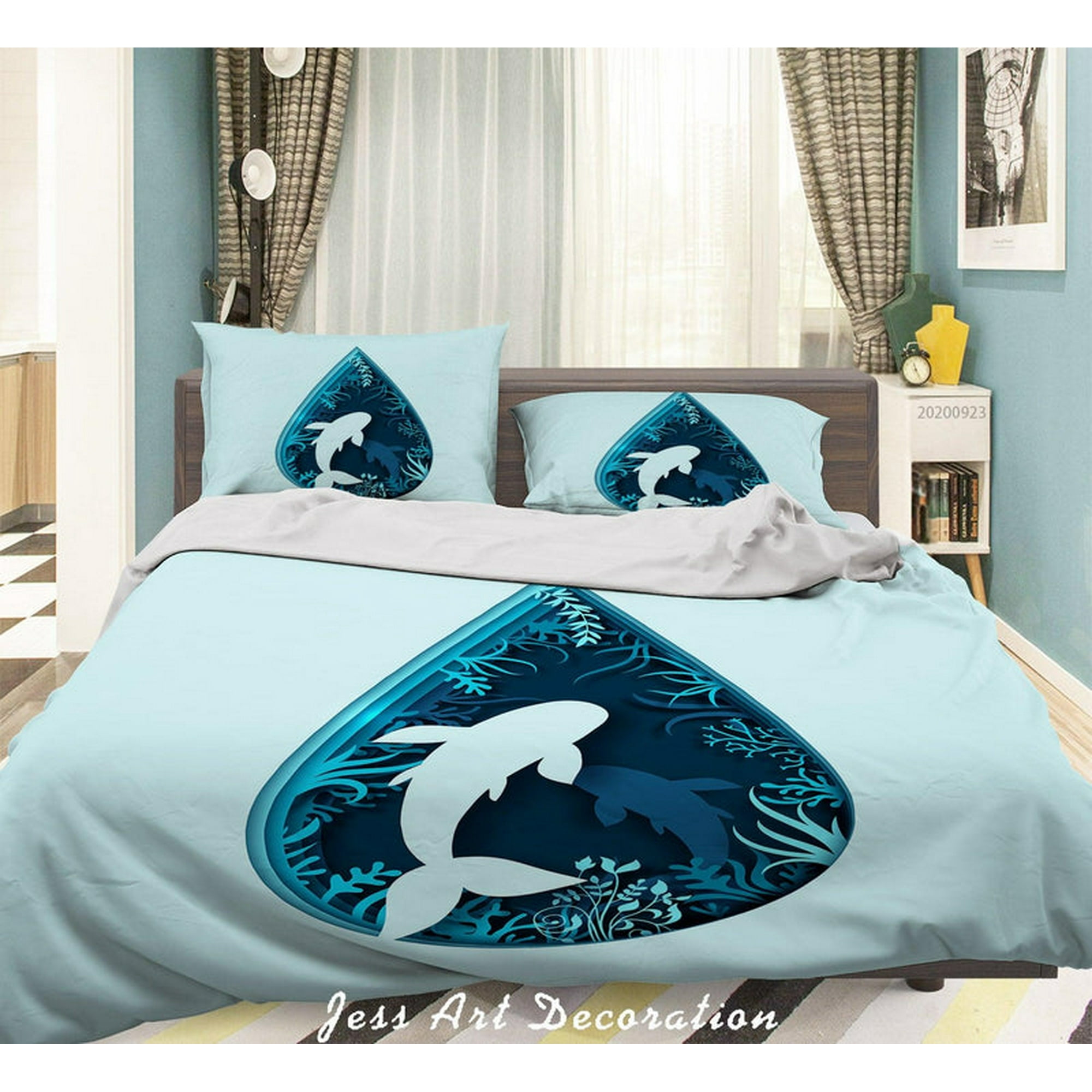 Milsleep - 3d Vida Marina Tiburón Patrón Funda De Edredón Set Ropa De Cama Set Funda Nórdica