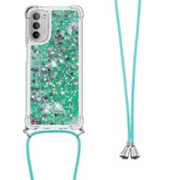 Funda Foxdock Para Motorola Moto G 5G 2022 Con Cuerda Ajustable, Brillo Líquido, Protección Antigolpes Y Lente – Ideal Para Regalo