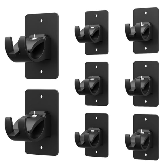 Soporte autoadhesivo Wabboreq para barra de cortina, 8 unidades, negro
