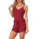 thumbnail image 4 of INSPIRE CHIC Pijamas para Mujer Conjunto de Pijama de Rayón con Encaje Camiseta sin Mangas con Pantalones Cortos Ropa de Dormir con Tirantes Ajustables L Rojo, 4 of 6