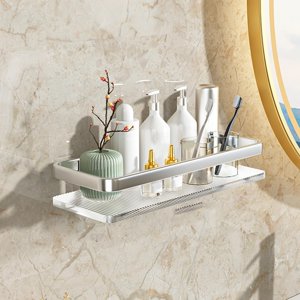 Bothyi - Estante Flotante Para Baño, Soporte Montado En La Pared Para Cocina, Baño, Sala De Estar, Argent, 30Cm