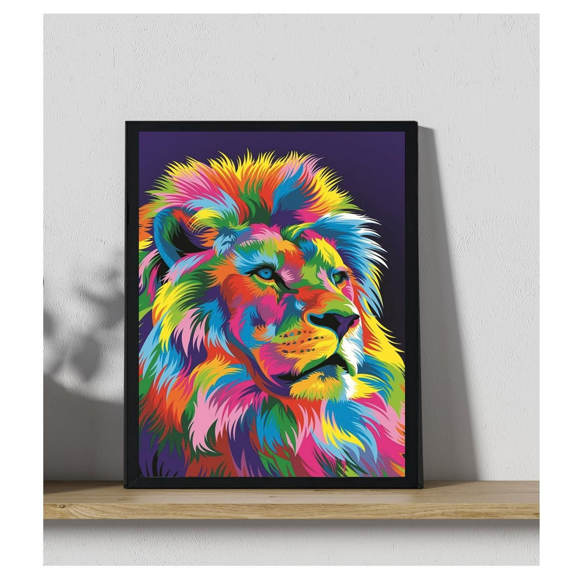 Genérico - Cuadro Decorativo Figura De Leon Abstracto Medidas 30x40 Cm