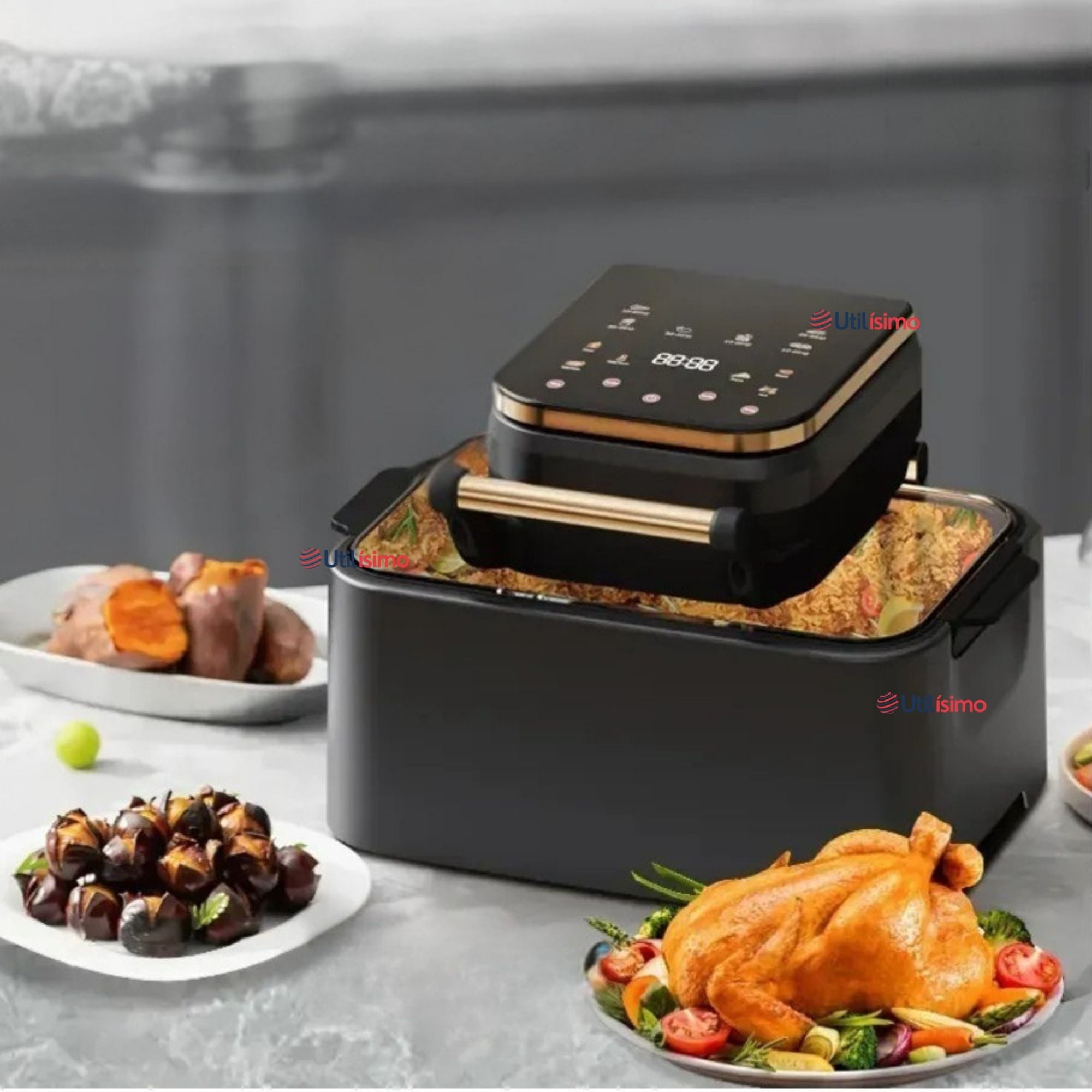 Line - Freidora De Aire 12 Litros 1700w Air Fryer Ventana De Vidrio