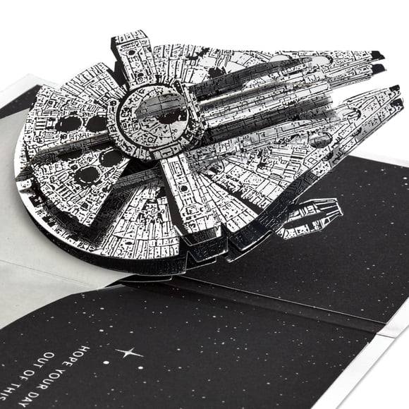 Tarjeta Hallmark Millennium Falcon 3D desplegable en plata
