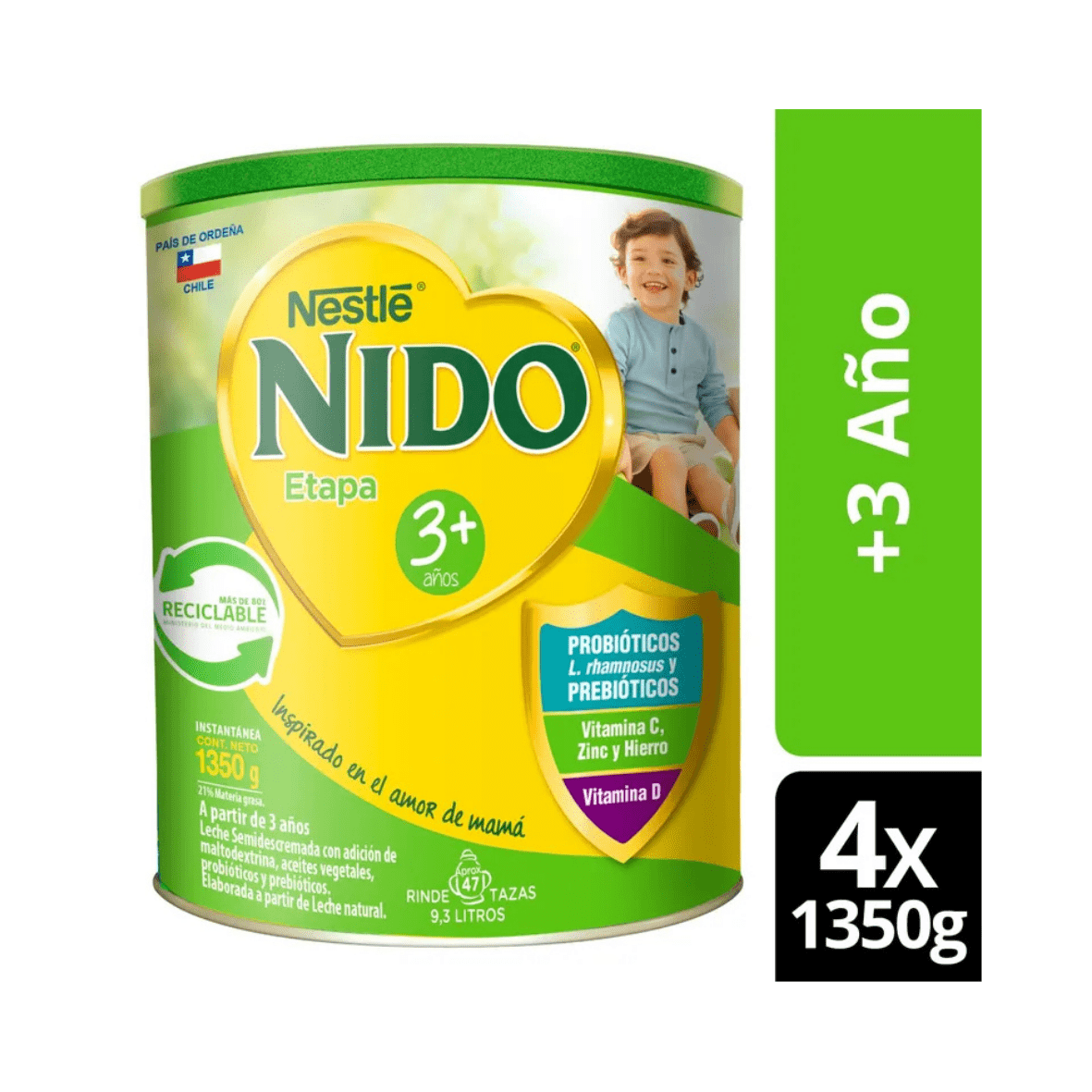 Pack X4 Leche Nido 3+ Protectus® 1350g