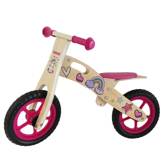 Bicicleta De Equilibrio Aprendizaje Madera Rosado Bebesit