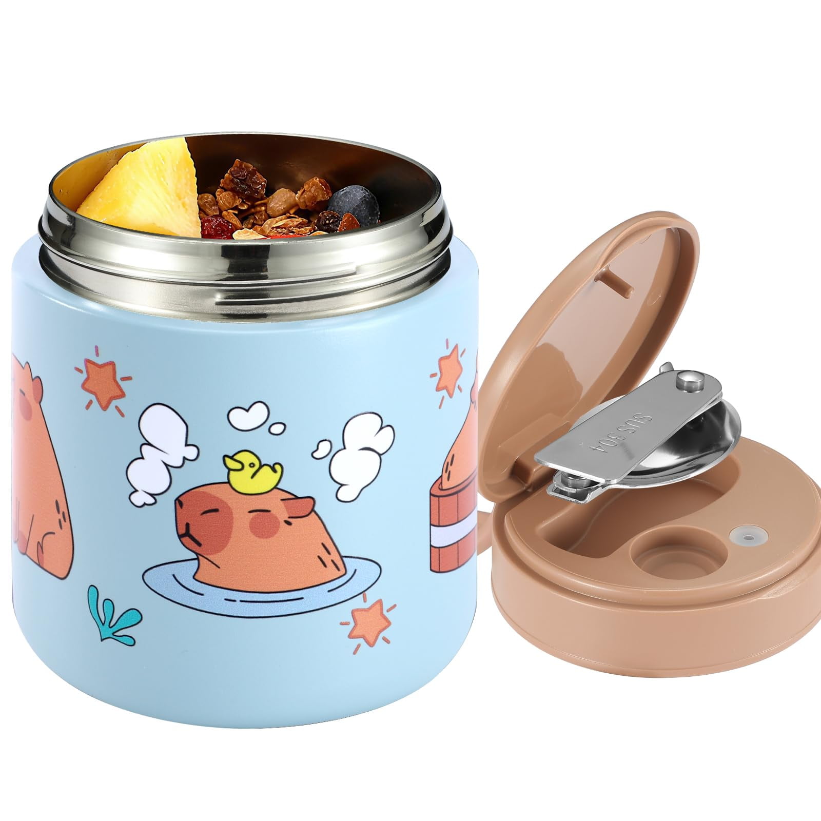 Tarro De Comida Eedabros Kids Thermo Con Aislamiento Al Vacío, 450 Ml, Azul