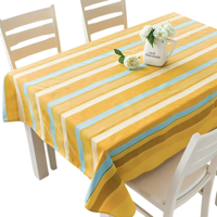 Mantel Polycotton Rectangular / Bandas Beige Blanco Celeste – Doral