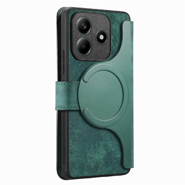 Funda Billetera Magnética para Xiaomi Redmi Note 14 4G Soporte Tarjetas Desmontable Verde