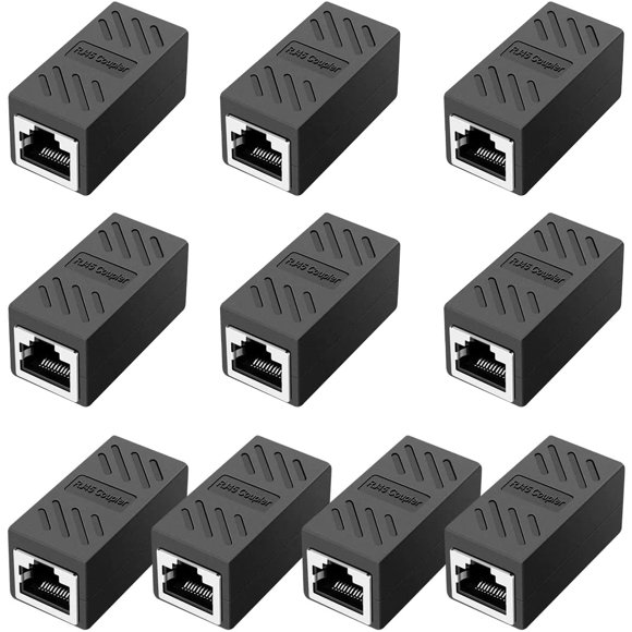 Acoplador en línea RJ45 Azduou Black, paquete de 5 para Cat7/Cat6/Cat5e