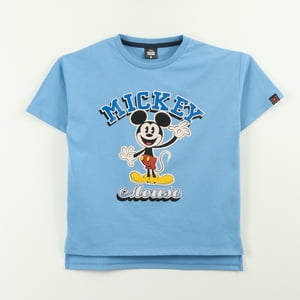 Polera Manga Corta Niño Mickey Vintage Celeste Disney