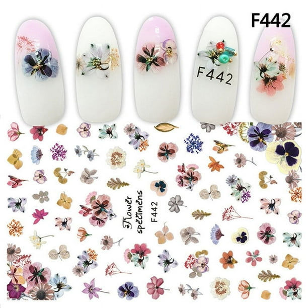 Elegant 3D Floral Nail Art Stickers - Plum Blossom, Sunflower, and Flower Sliders - Self-Adhesive Manicure Decoration