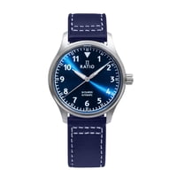 Reloj Ratio Skysurfer Piloto Azul Rayos De Sol Esfera Cuero Automático Rts302 200M Reloj Para Hombre