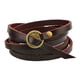 thumbnail image 1 of Pulsera unisex larga cuero liso marrón ajustable, 1 of 6