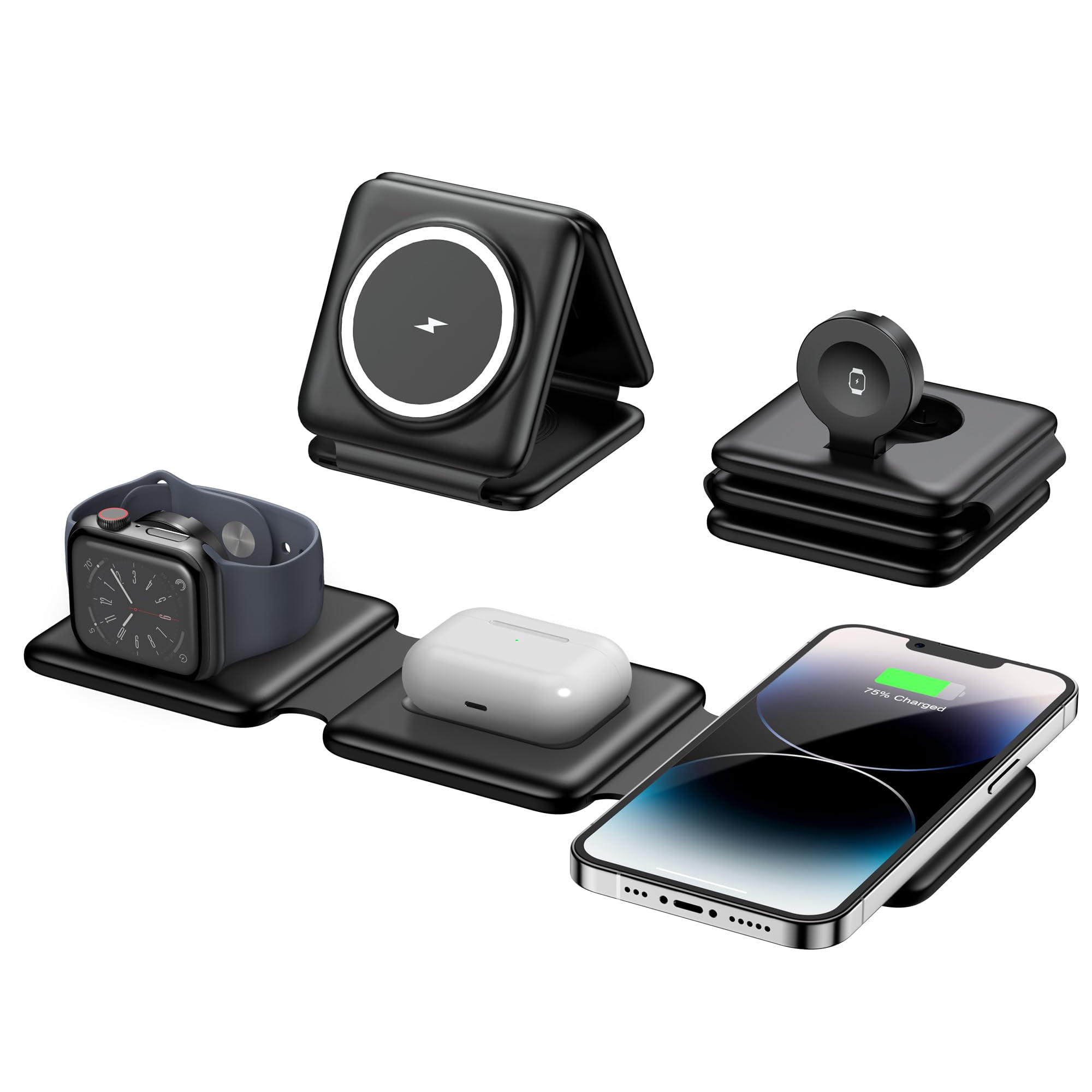 Cargador Inalámbrico Iseyyox Fodable 3 En 1 Para Iphone Y Apple