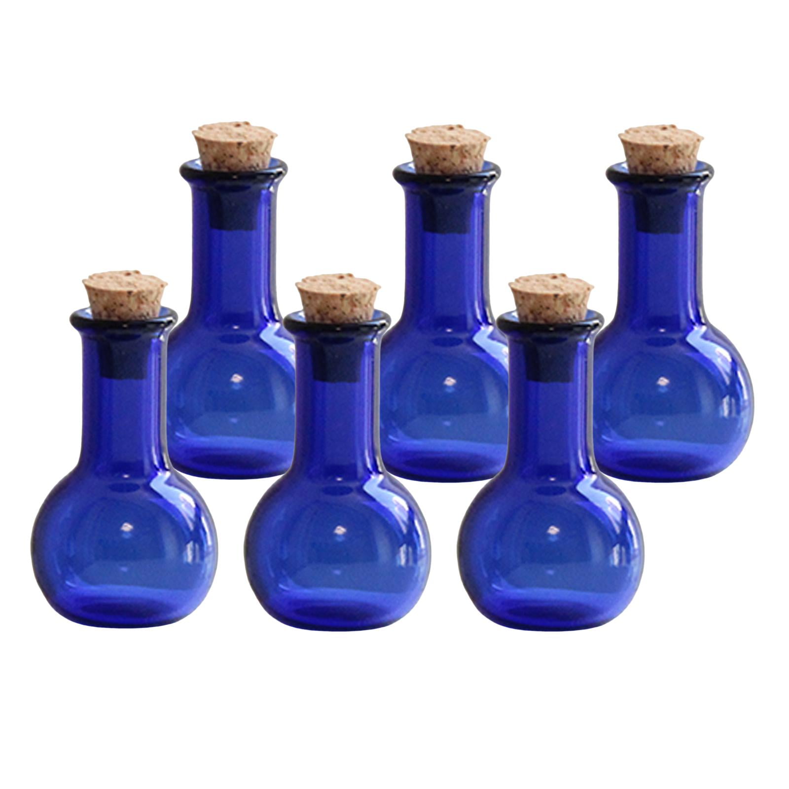 Magideal - 6 Unids Mini Botellas De Color De Con Corcho Frascos Viales Vacíos Linda Pequeña Botella De Deseos Mini Contenedores De Botellas De Azul
