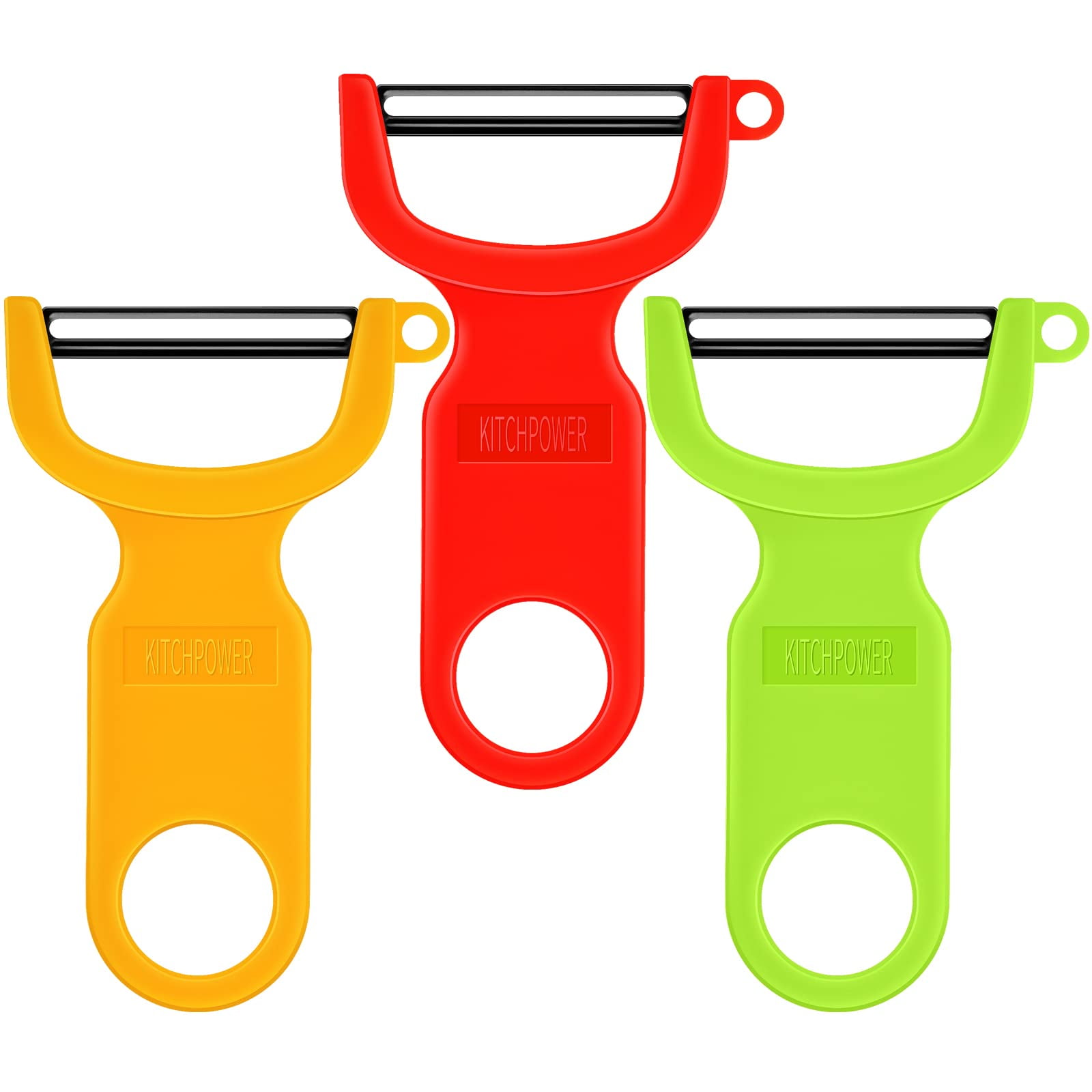 Pelador De Verduras Kitchpower Con Cuchillas De Acero Al Carbono, Paquete De 3