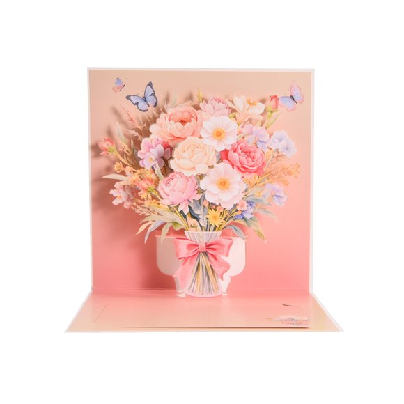 Tarjeta de Felicitación Joyvine 3D Ramo Floral con Mariposa