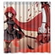 thumbnail image 1 of Cortina de ducha de tela roja para niña, juego de cortina de baño con ganchos, tamaño 66 x 72 pulgadas, 1 of 3