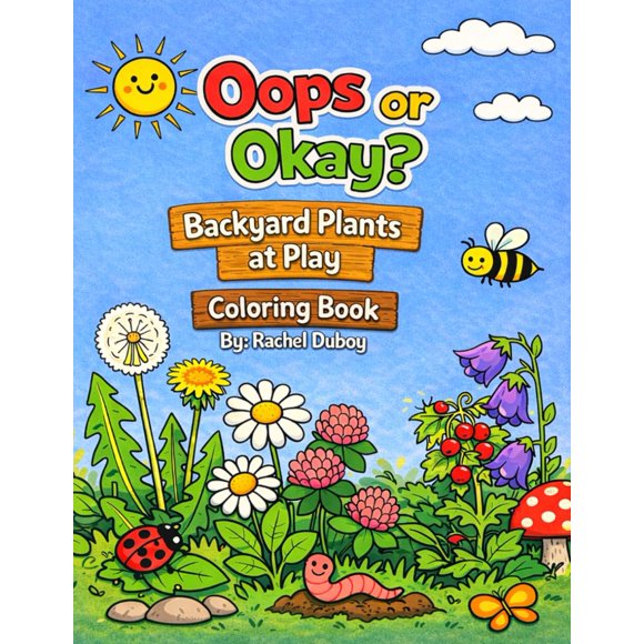 Libro para colorear Oops or Okay? Plantas del patio trasero