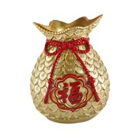 Magideal - Resina Bag Florero, Forma De Decorativa Artesanía Coleccionable Para De Año De Nuevo Escritorio De Recepción Decoración De Bendición De Oro