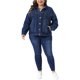 thumbnail image 2 of Chaqueta de mezclilla con solapa y botones de manga larga para mujer de talla grande de Agnes Orinda, chaquetas de jean casuales lavadas con bolsillo 1X azul oscuro, 2 of 6
