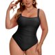 thumbnail image 1 of Agnes Orinda Traje de Baño de Una Pieza para Mujer Tallas Grandes Push Up Control de Abdomen Fruncido Traje de Baño de Playa Piscina 1X Negro, 1 of 8