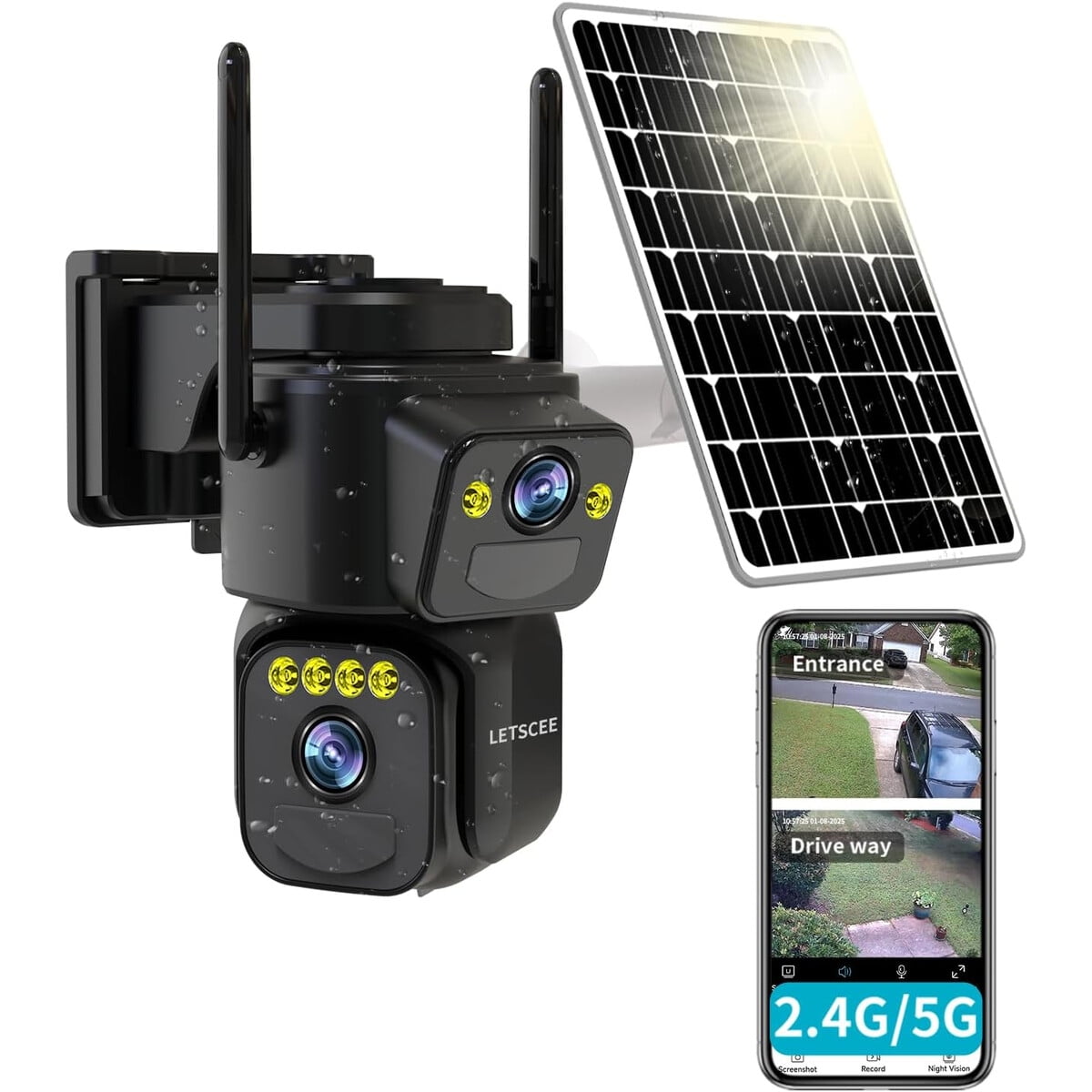 Camara Seguridad Exterior Letscee 2k Doble Lente Wifi 5g Ptz
