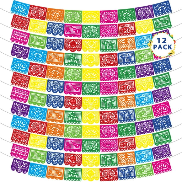 Cinco De Mayo Banner Heartome, paquete de 12 unidades, papel picado de plástico de 216 pies