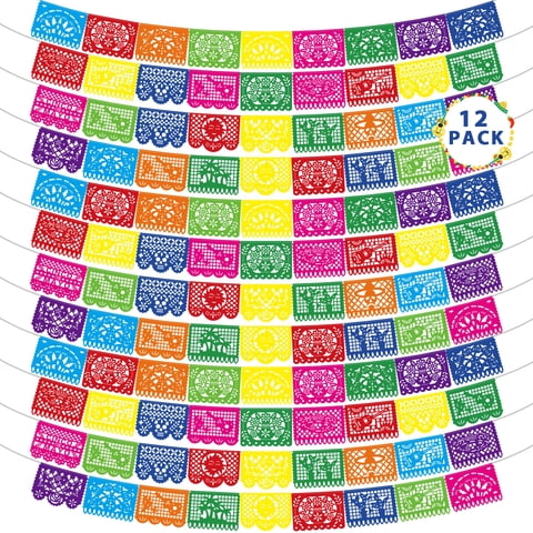 Cinco De Mayo Banner Heartome, Paquete De 12 Unidades, Papel Picado De Plástico De 216 Pies