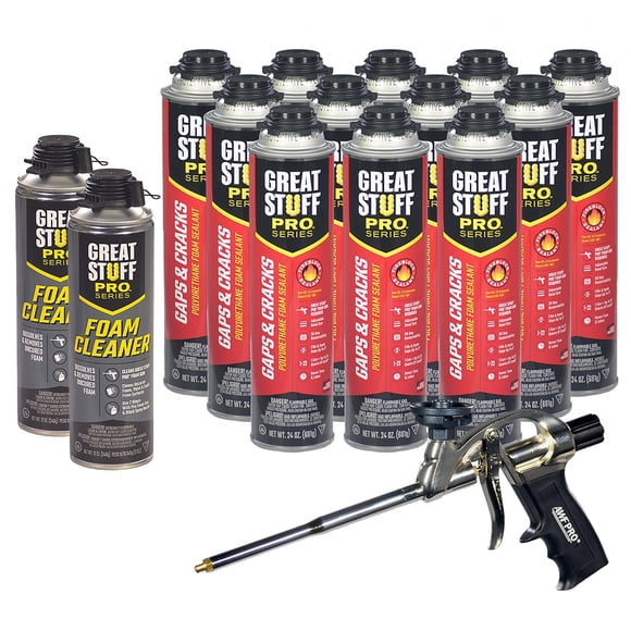 Kit de sellador de espuma GREAT STUFF PRO 24 oz con limpiador para pistola