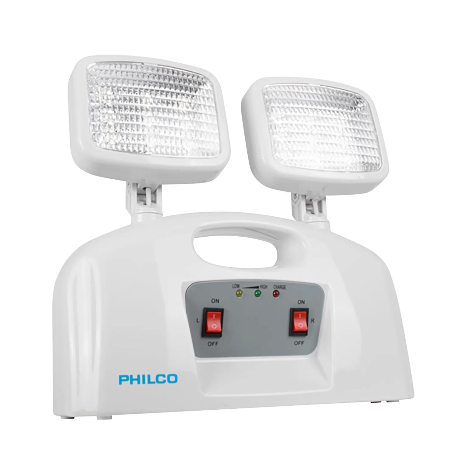 Philco - Lampara De Emergencia 2 Focos Led Recargables Blanco